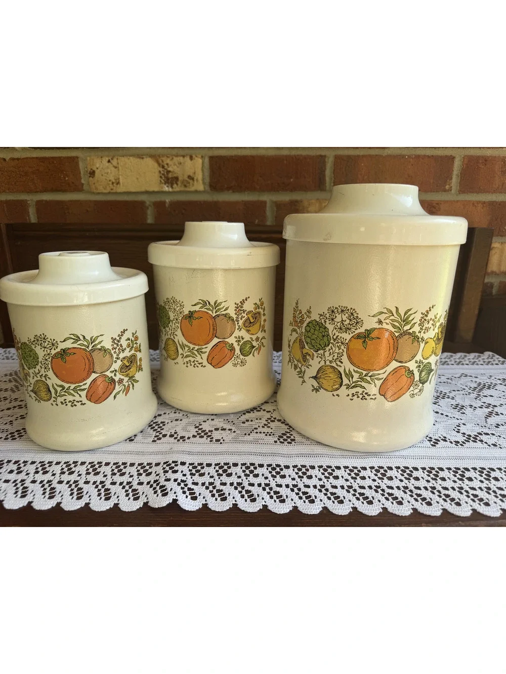 1970's Vintage Atapco Vegetable Melange Aluminum Nesting Canisters - 3 Pieces